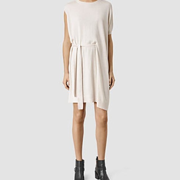 ALL Saints Size Small Shera Dress Cotton Blend Cream - Picture 1 of 7